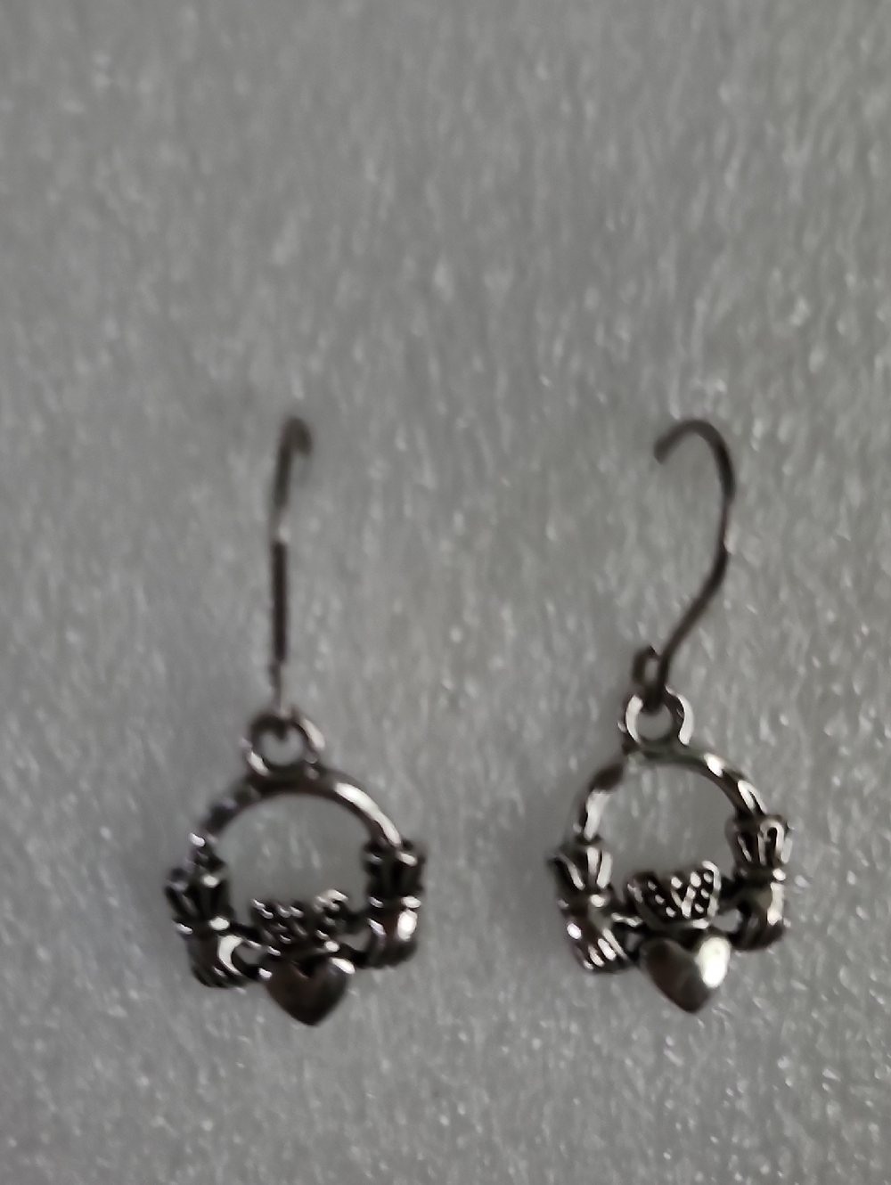 Hand Crafted Silver-Tone Claddagh Drop Earrings